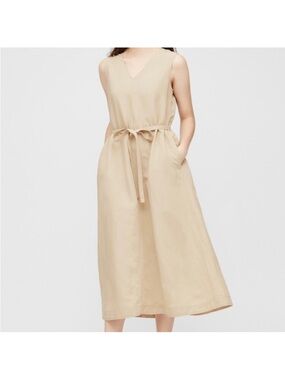 Uniqlo Women's Linen-Blend Sleeveless A-Line Long Dress XS